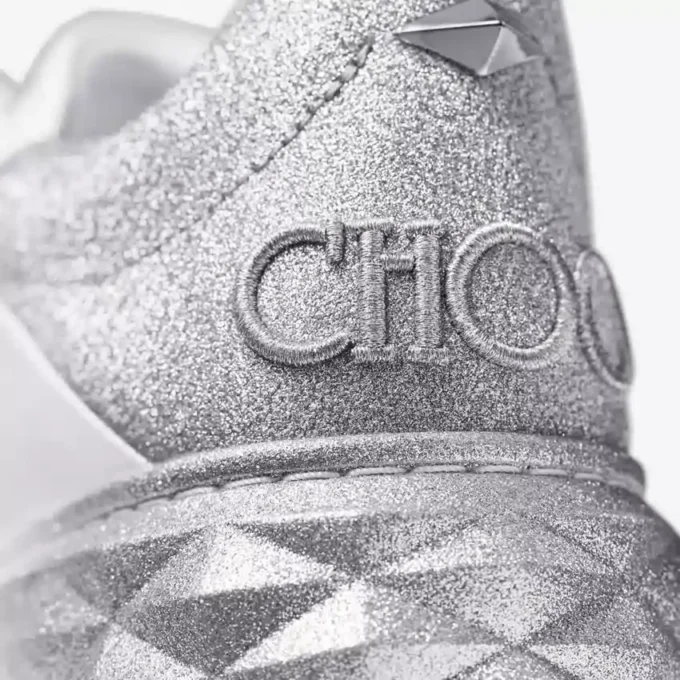 Diamond Maxi F Ii White & Silver Nappa Leather Glitter Trainers