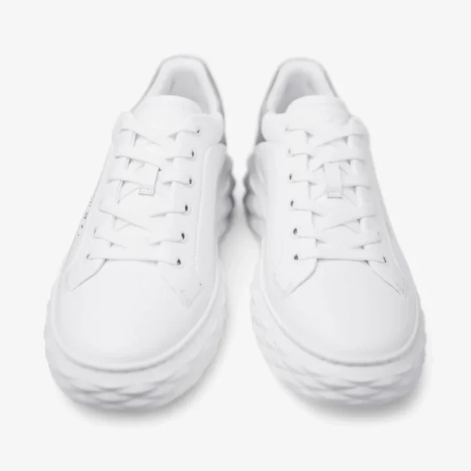 Diamond Maxi F Ii White & Silver Nappa Leather Glitter Trainers