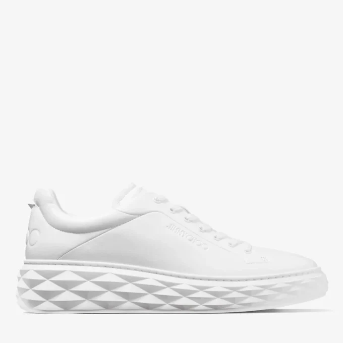 Diamond Maxi M Ii White Nappa Leather Platform Trainers