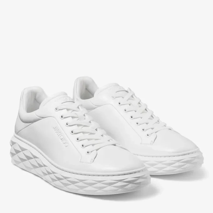 Diamond Maxi M Ii White Nappa Leather Platform Trainers