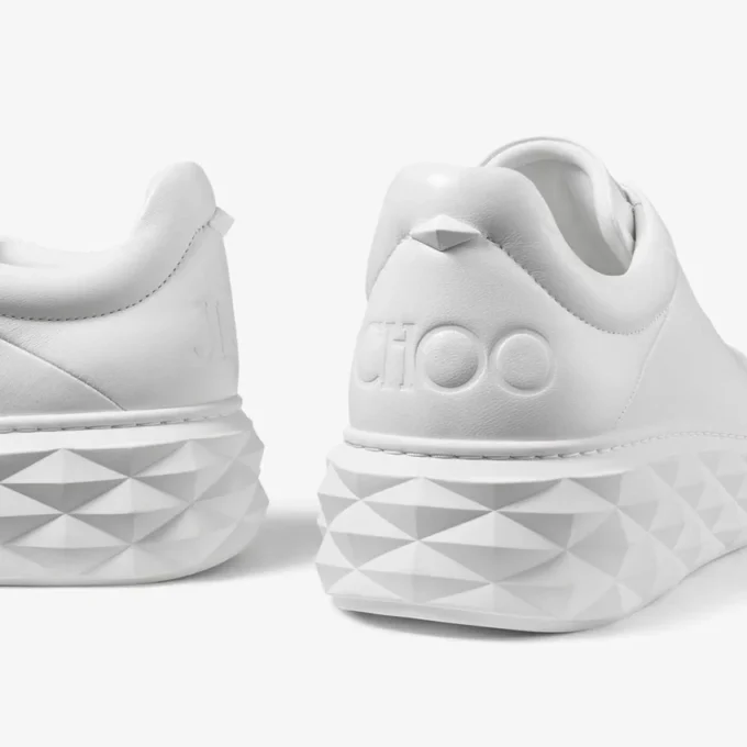 Diamond Maxi M Ii White Nappa Leather Platform Trainers