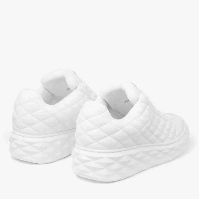 Diamond Maxi M White Diamond Quilted Leather Trainers