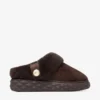 Diamond Maxi Mule F Chocolate Suede Mules with Shearling
