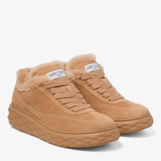 Diamond Maxi Retro M Toffee Velvet Suede Low Top Trainers with Shearling