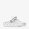 Diamond Sling White Nappa Leather Slipper Trainers with Crystal Strap