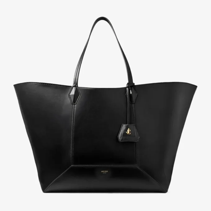 Diamond Tote Large Black Calf Leather Tote Bag