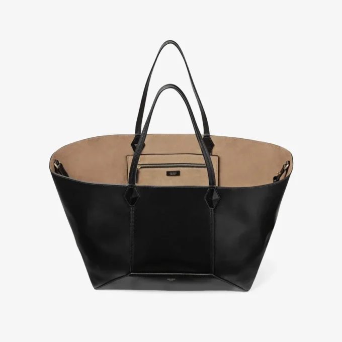 Diamond Tote Large Black Calf Leather Tote Bag