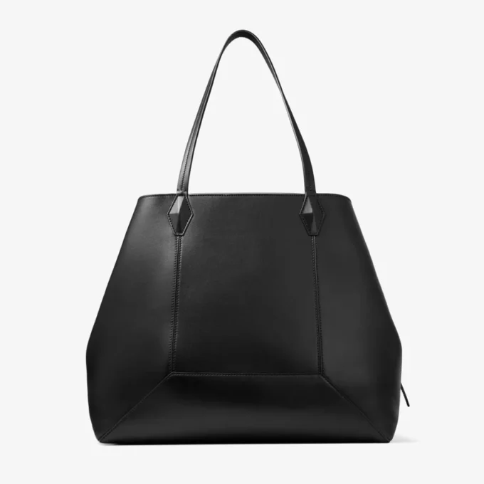 Diamond Tote Large Black Calf Leather Tote Bag