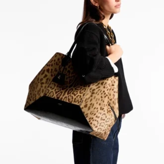 Diamond Tote Large Natural Leopard Print Pony Tote Bag