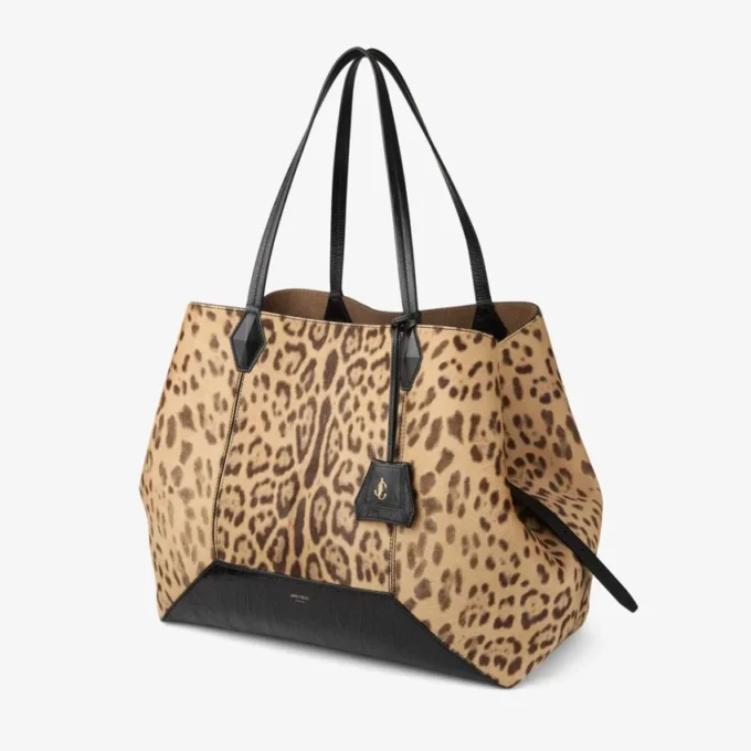 Diamond Tote Large Natural Leopard Print Pony Tote Bag