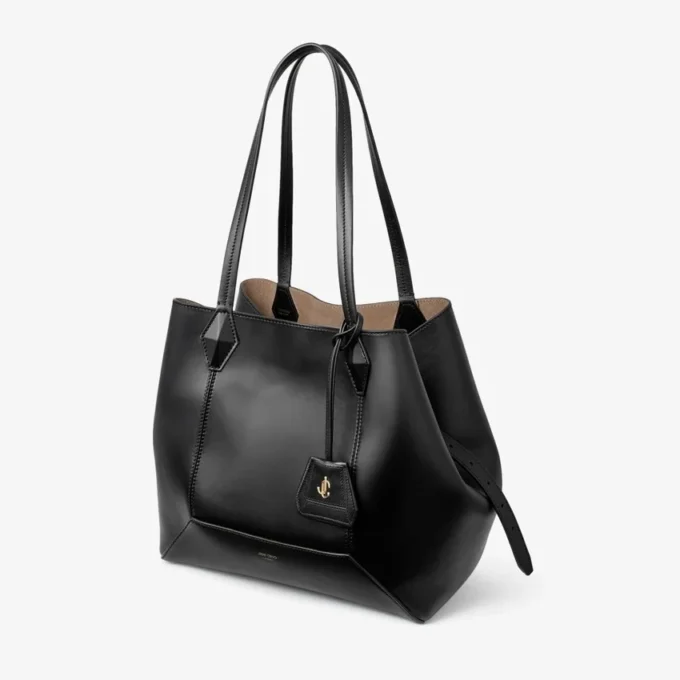 Diamond Tote Medium Black Calf Leather Tote Bag