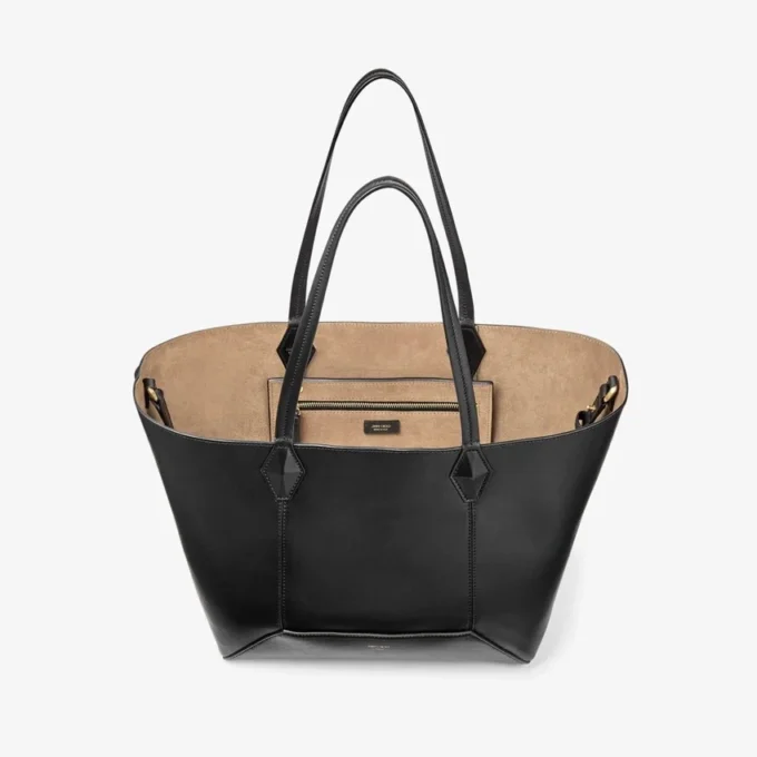 Diamond Tote Medium Black Calf Leather Tote Bag