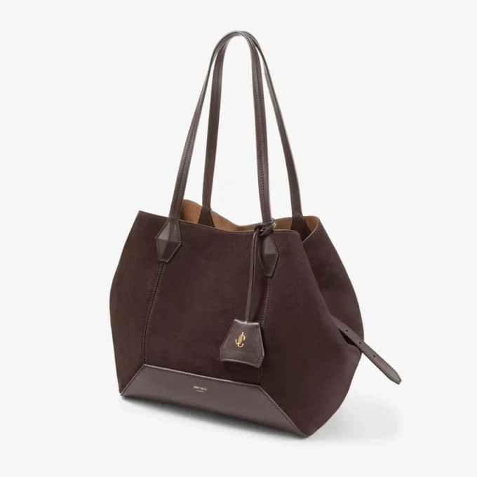 Diamond Tote Medium Coffee Suede Tote Bag