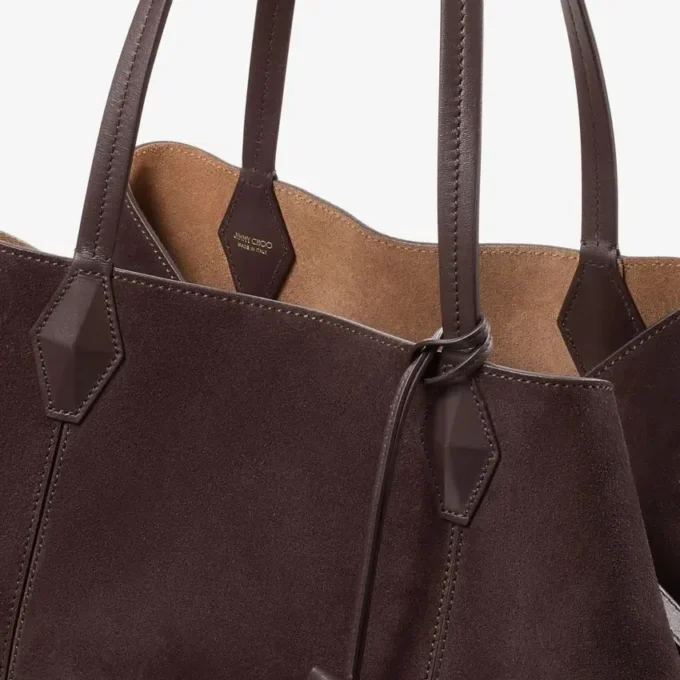 Diamond Tote Medium Coffee Suede Tote Bag