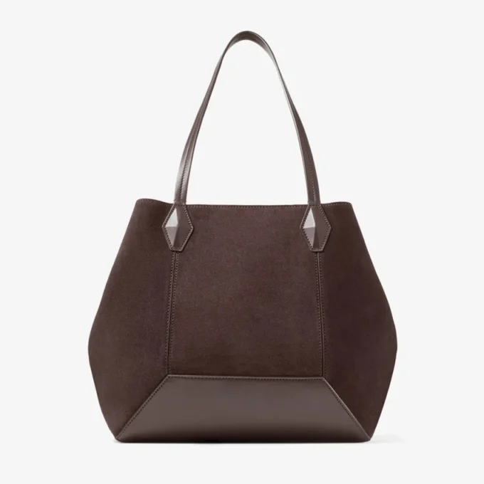Diamond Tote Medium Coffee Suede Tote Bag
