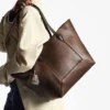 Diamond Tote Medium Cognac Smooth Calf Leather Tote Bag