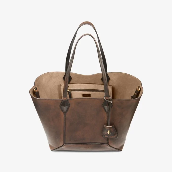 Diamond Tote Medium Cognac Smooth Calf Leather Tote Bag