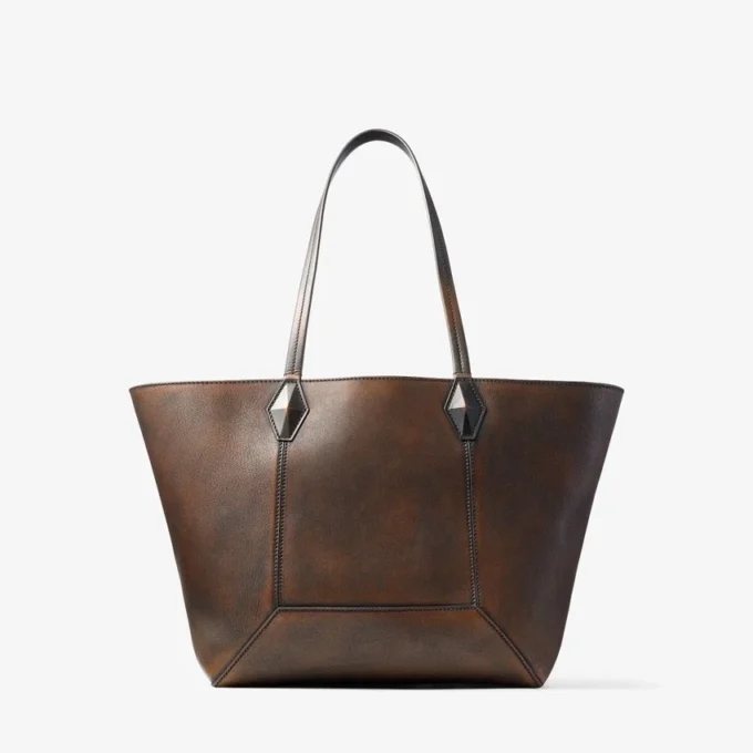 Diamond Tote Medium Cognac Smooth Calf Leather Tote Bag
