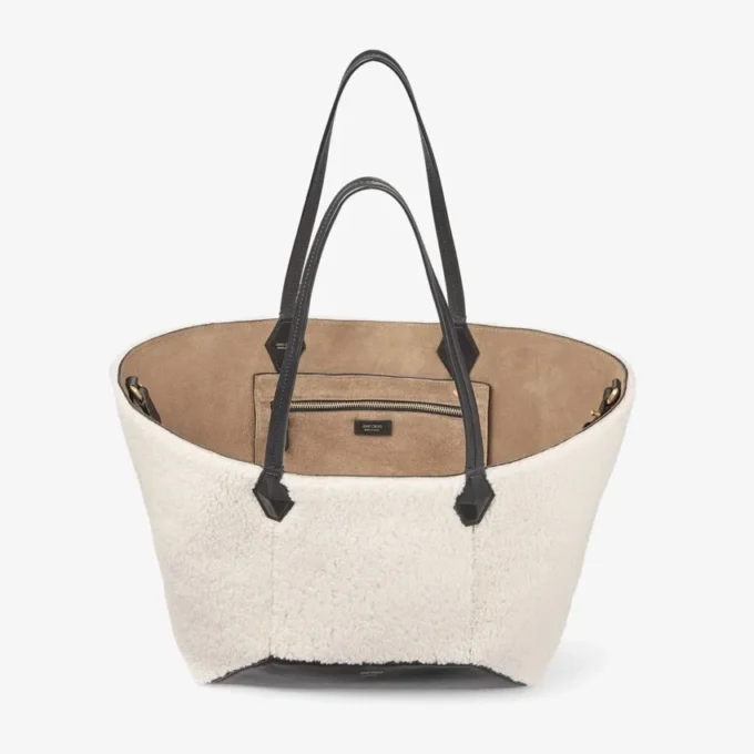 Diamond Tote Medium Natural Shearling Tote Bag
