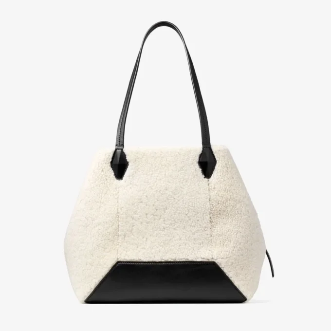 Diamond Tote Medium Natural Shearling Tote Bag
