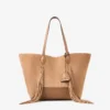 Diamond Tote Medium Toffee Suede Tote Bag with Fringes