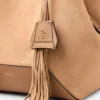 Diamond Tote Medium Toffee Suede Tote Bag with Fringes