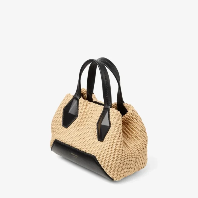 Diamond Tote Mini Natutal Raffia Tote Bag
