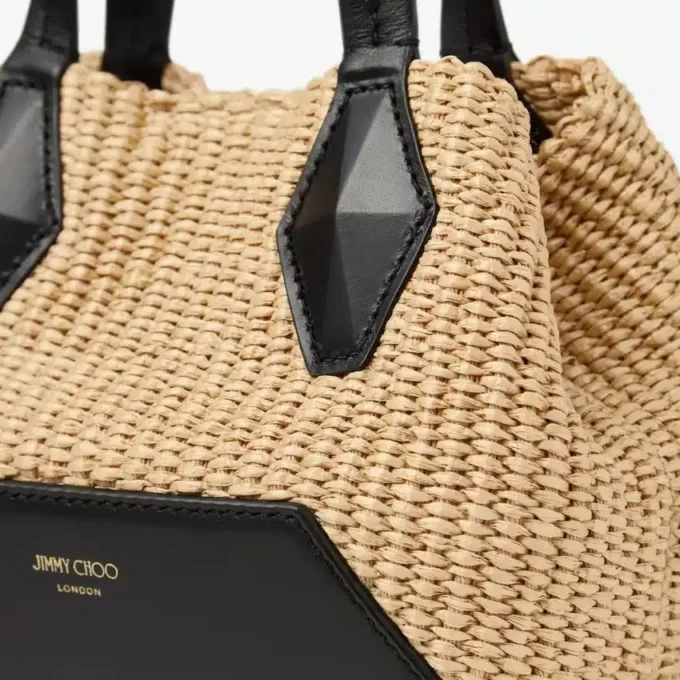 Diamond Tote Mini Natutal Raffia Tote Bag