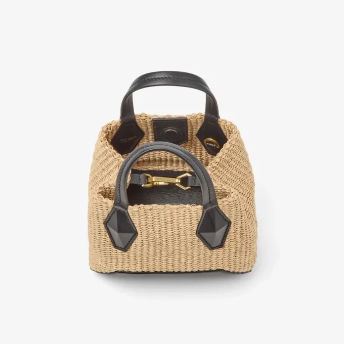 Diamond Tote Mini Natutal Raffia Tote Bag