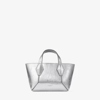 Diamond Tote Mini Silver Vintage Metallic Leather Mini Bag