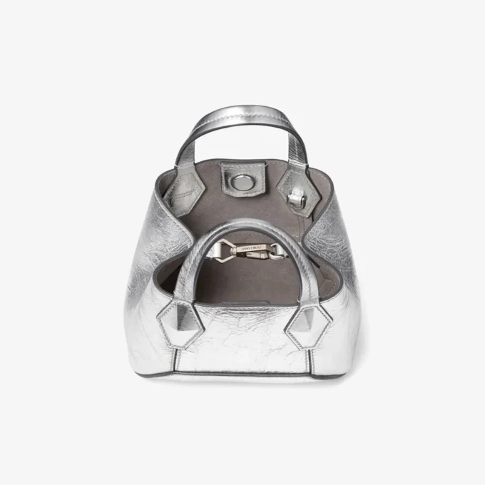 Diamond Tote Mini Silver Vintage Metallic Leather Mini Bag
