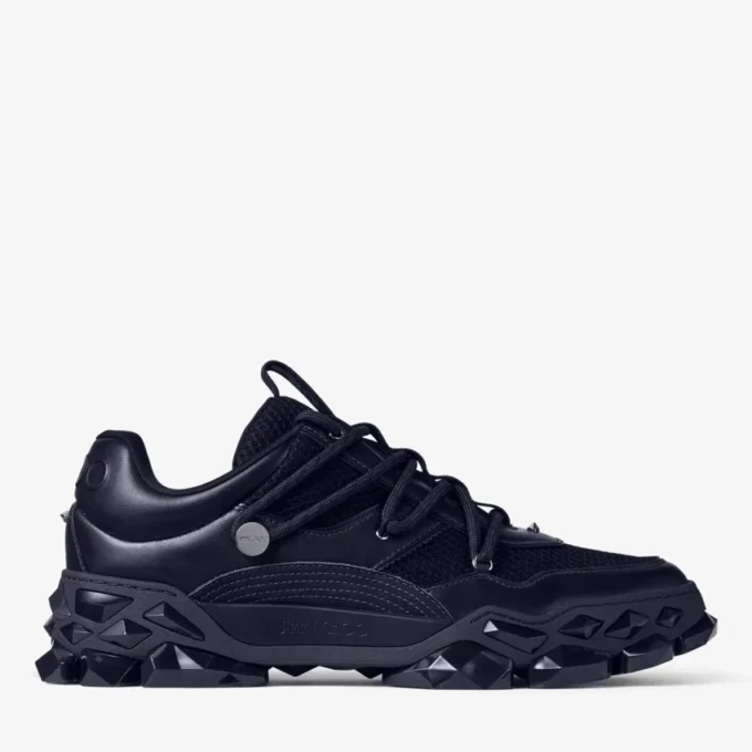 Diamond X M Midnight Leather and Mesh Mix Trainers