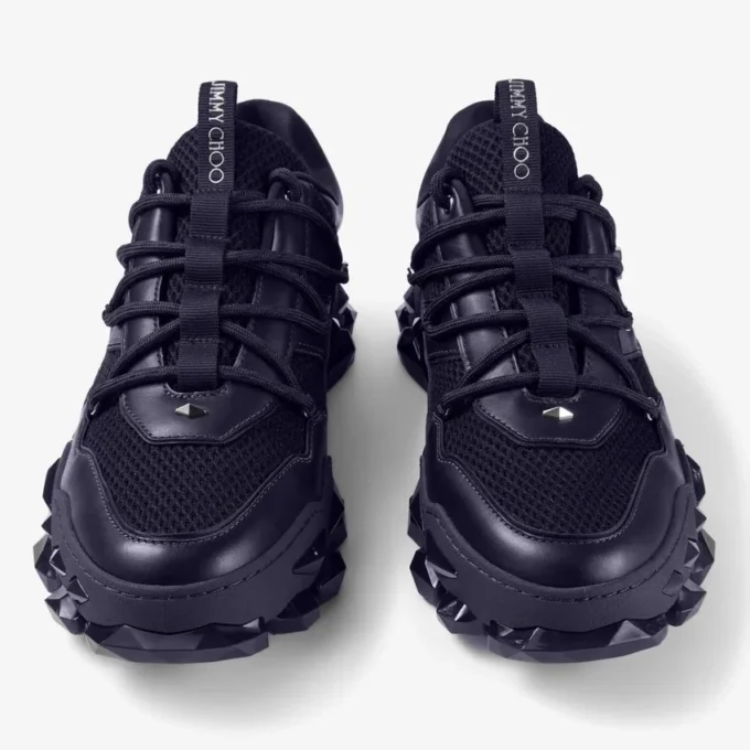 Diamond X M Midnight Leather and Mesh Mix Trainers