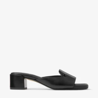Dina 45 Black Leather Mule Sandals