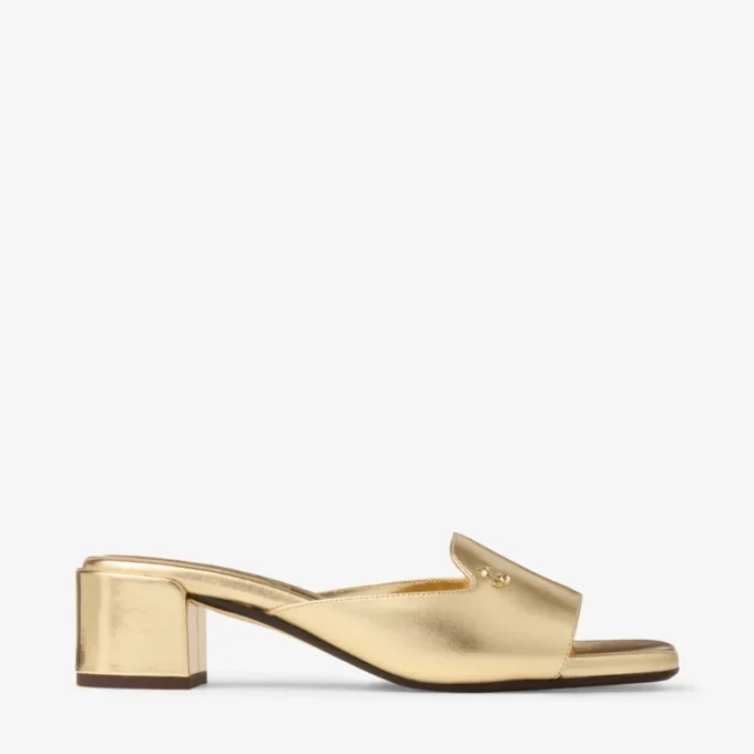 Dina 45 Gold Metallic Leather Mule Sandals