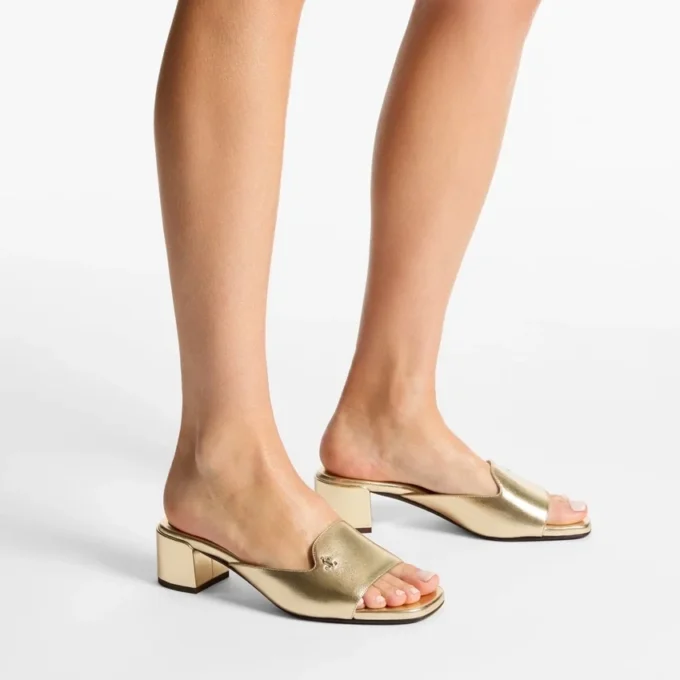 Dina 45 Gold Metallic Leather Mule Sandals