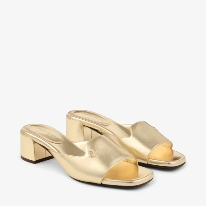 Dina 45 Gold Metallic Leather Mule Sandals