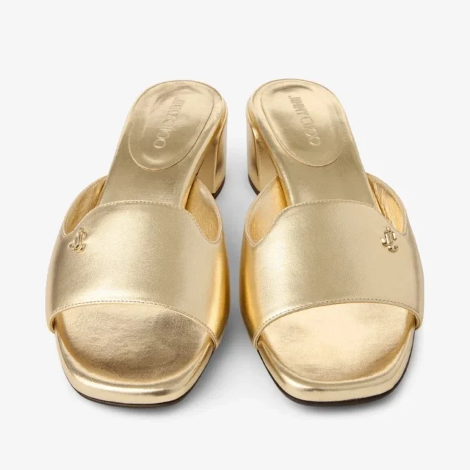 Dina 45 Gold Metallic Leather Mule Sandals