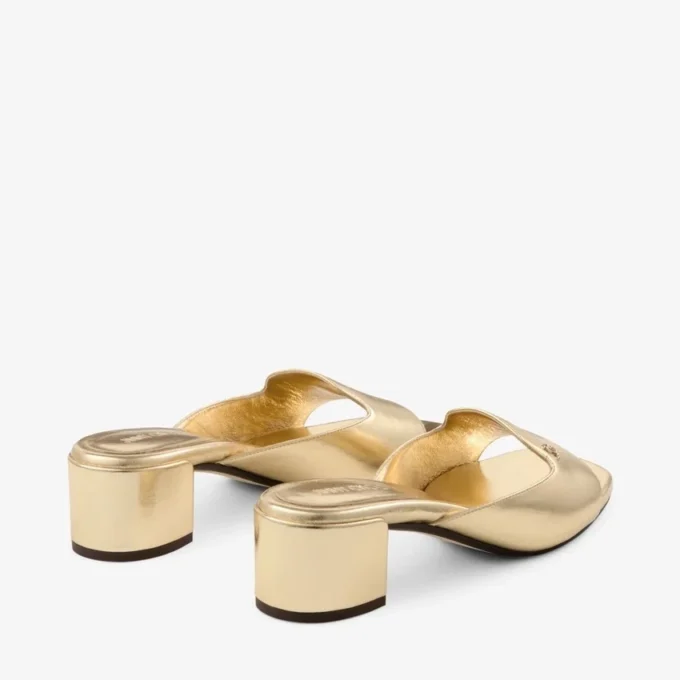 Dina 45 Gold Metallic Leather Mule Sandals