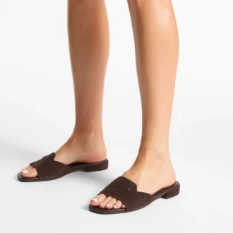 Dina Flat Black Nappa Leather Crossover Slingback