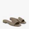 Dina Flat Taupe Ostrich Leather Flats