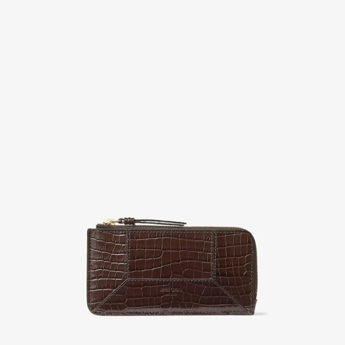 Dm Lise-Z Chocolate Croc Embossed Calf Leather Coin Purse