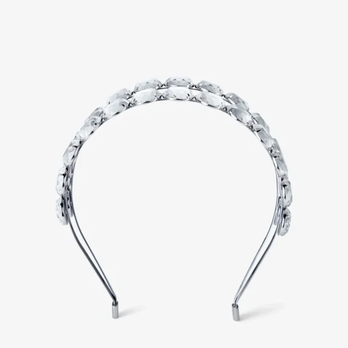 Double Row Headband Silver-Finish Crystal Headband