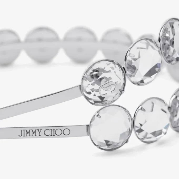 Double Row Headband Silver-Finish Crystal Headband