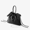 Drawstring Mini Top Handle Black Satin Mini Shoulder Bag