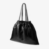 Drawstring Tote Large Black Nappa Leather Drawstring Tote with Embossed Jimmy Choo