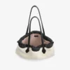 Drawstring Tote Medium Natural Shearling Drawstring Tote with Leather Trims