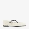 Eleri Ballerina Natural Shearling Ballerina Pumps with Pearl Charm