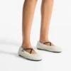 Eleri Ballerina Natural Shearling Ballerina Pumps with Pearl Charm