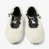 Eleri Ballerina Natural Shearling Ballerina Pumps with Pearl Charm